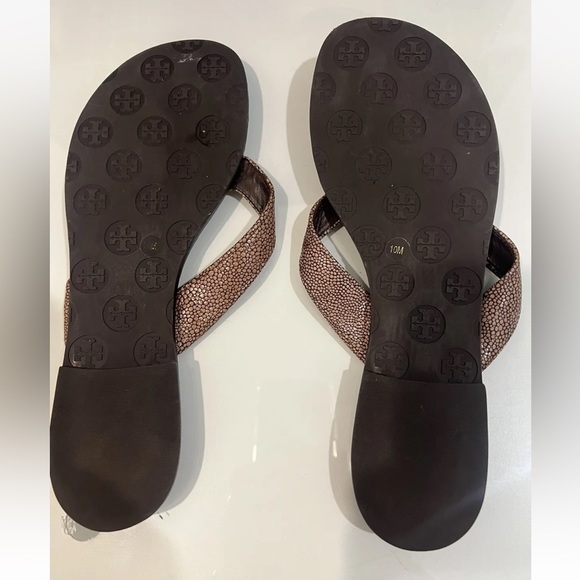 Tory Burch, Thora Sandals, Brown Reptile Embossed, Size 10, EEUC - Picture 3 of 5